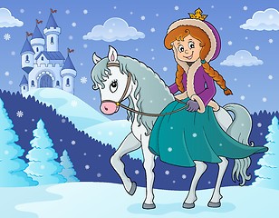 Image showing Winter princess riding horse 2