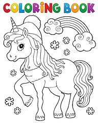 Image showing Coloring book winter unicorn theme 1
