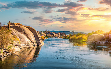 Image showing Sunset landscape in Aswan