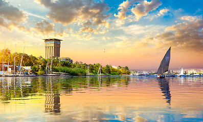 Image showing Cloudy sunset over Nile