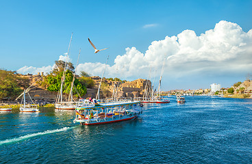 Image showing Touristic boats on Nile