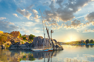 Image showing Cloudy sunset in Aswan