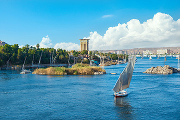 Image showing Saiboats in Aswan on Nile