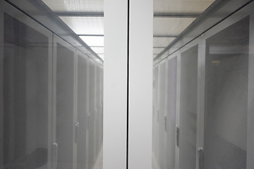 Image showing modern server room with white servers