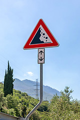 Image showing Falling Stones Traffic Sign