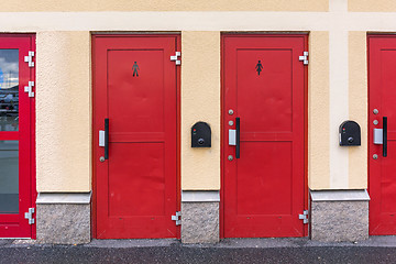 Image showing Red Public Toilet