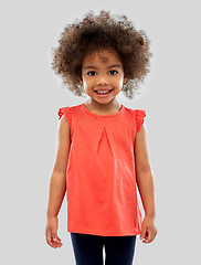 Image showing happy little african american girl over grey