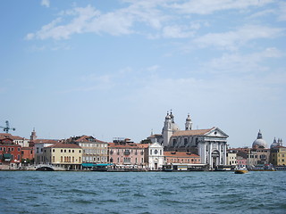 Image showing Old historical buildings and churches - view from water.