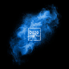 Image showing Blue powder explosion in the trend color of the year 2020.