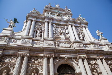 Image showing Facade of historical building of Palace in Venice.