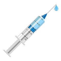 Image showing Plastic Medical Syringe with Medicine and Drop