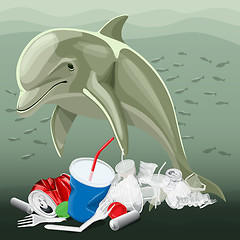 Image showing Environment Pollution Illustration And Dolphin