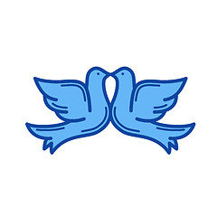 Image showing Wedding doves line icon.