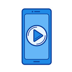 Image showing Mobile video app line icon.