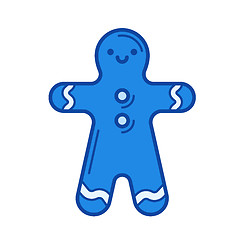 Image showing Gingerbread man line icon.