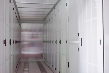 Image showing modern server room with white servers