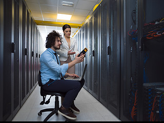 Image showing technicians working together on servers