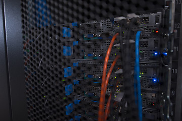 Image showing closeup of a modern data center hardware