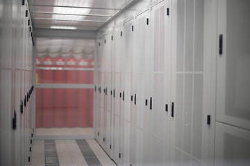 Image showing modern server room with white servers