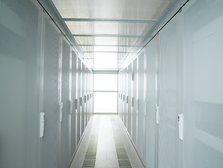 Image showing modern server room with white servers