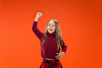 Image showing The happy teen girl standing and smiling