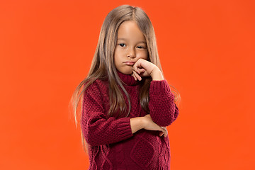 Image showing Beautiful bored teen girl bored isolated on studio background