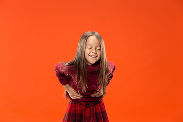 Image showing The happy teen girl standing and smiling