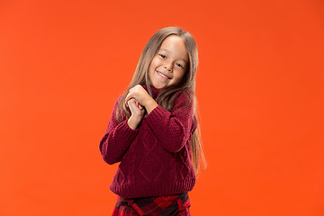 Image showing The happy teen girl standing and smiling