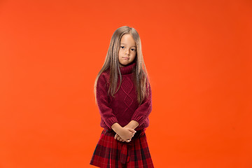 Image showing Beautiful bored teen girl bored isolated on studio background