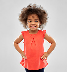 Image showing happy little african american girl over grey