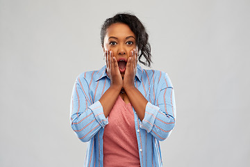 Image showing shocked african american woman with open mouth