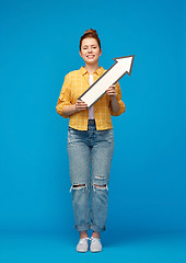 Image showing teenage girl with arrow shows north east direction