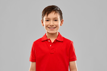 Image showing portrait of smiling boy in red t-shirt