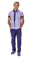 Image showing Young Man in Purple Clothes