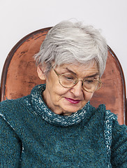 Image showing Portrait of a Sad Old Woman