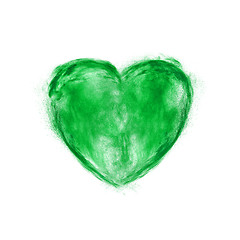 Image showing Green powder splash in the form of heart.