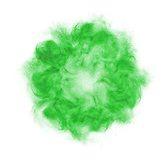 Image showing Abstract green powdered splash as a round frame.