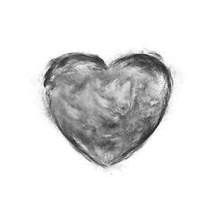 Image showing Dark grey powdered splash in the shape of heart.