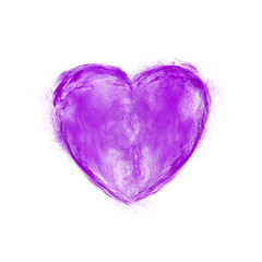 Image showing Violet powder explosion in the shape of heart.