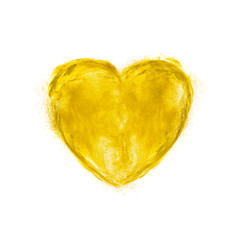 Image showing Yellow powder explosion in the shape of heart.