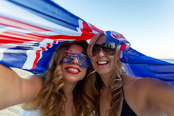 Image showing Two patriotic women celebrate Australia Day