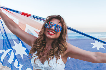 Image showing Patriotic Australian ethnic woman