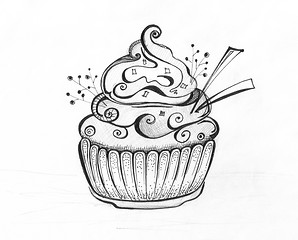 Image showing Illustration - dessert in a cup of ice cream and cream