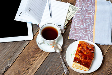 Image showing modern blogger's morning breakfast