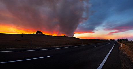 Image showing Bush fire burning in rural Australia