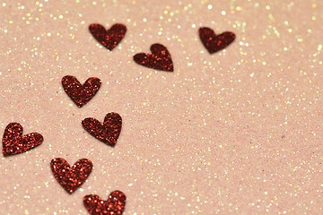Image showing Hearts over abstract background with bokeh