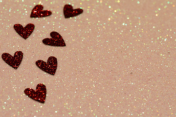 Image showing Hearts over abstract background with bokeh