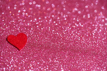 Image showing Heart over pink abstract background with bokeh