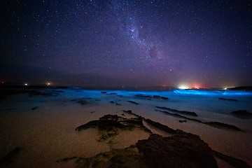 Image showing Bioluninescence and stars in Australia