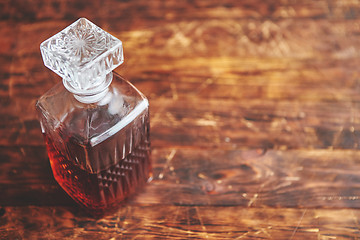 Image showing Elegant carafe filled with whiskey, bourbon or rum